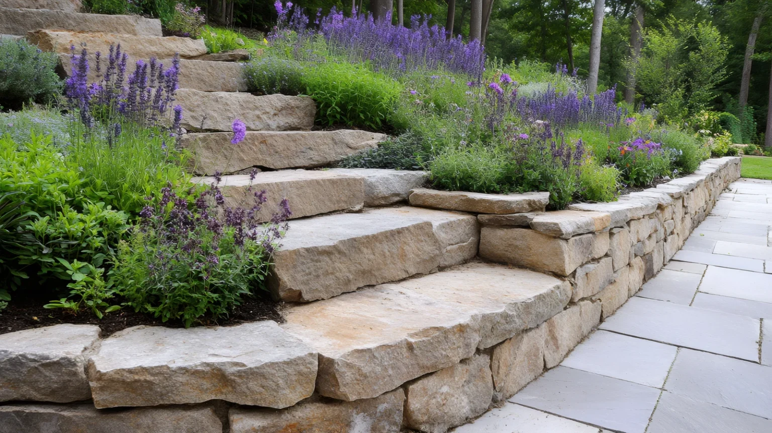 Retaining Walls in Dublin 32 Sloped yard supported by a custom retaining wall