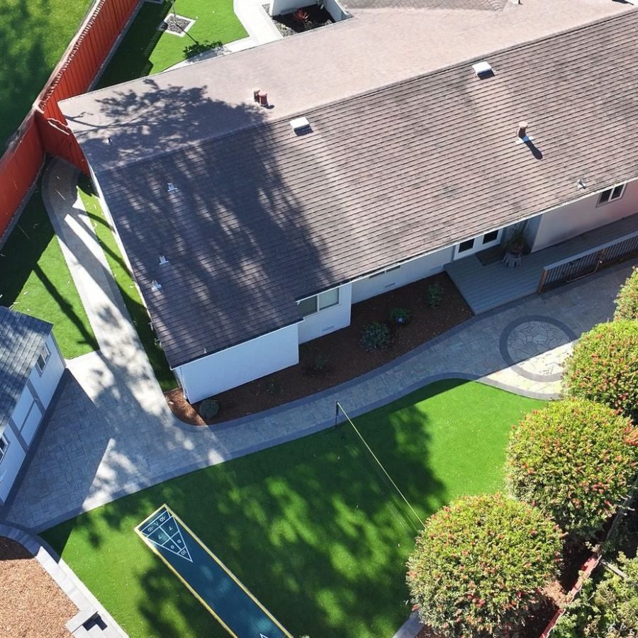 Geico Builders, expert general contractors in Hayward. Birds eye view of a house and its yard