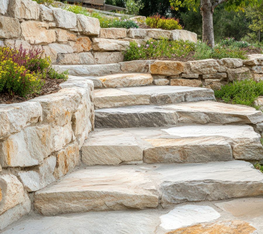 vecteezy_stone-steps-and-retaining-wall-landscape-design_58078103 Retaining wall installation in Dublin backyard